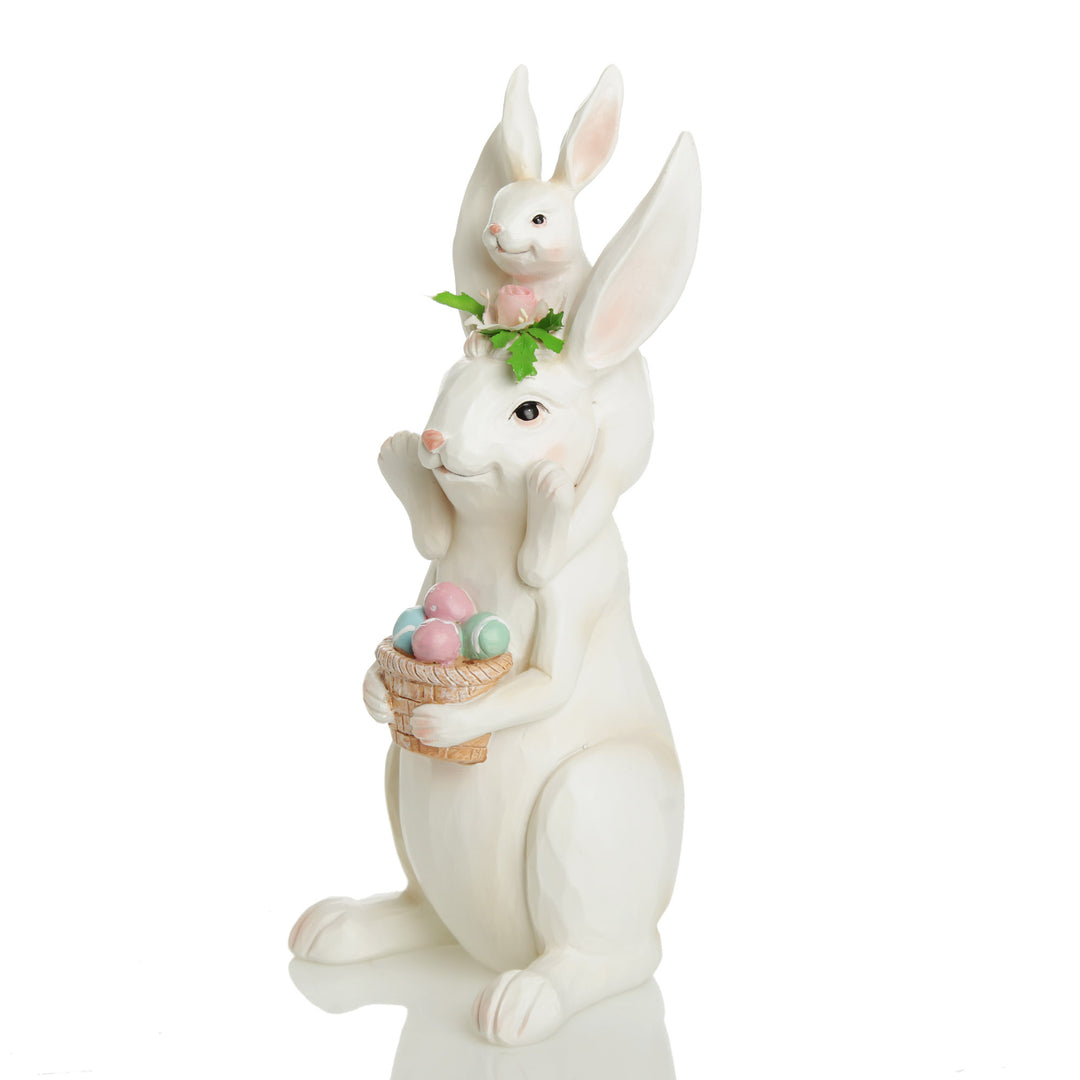 Baby Bunny Riding on Pappa Bunny Shoulders Ornament