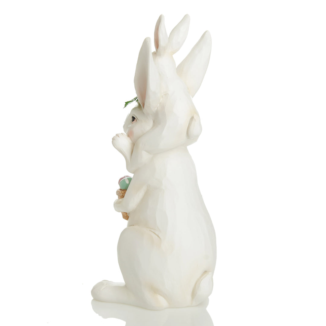 Baby Bunny Riding on Pappa Bunny Shoulders Ornament