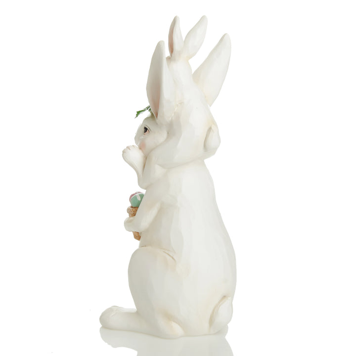 Baby Bunny Riding on Pappa Bunny Shoulders Ornament