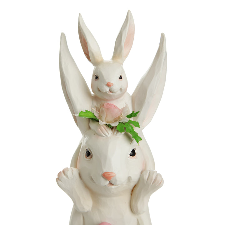 Baby Bunny Riding on Pappa Bunny Shoulders Ornament