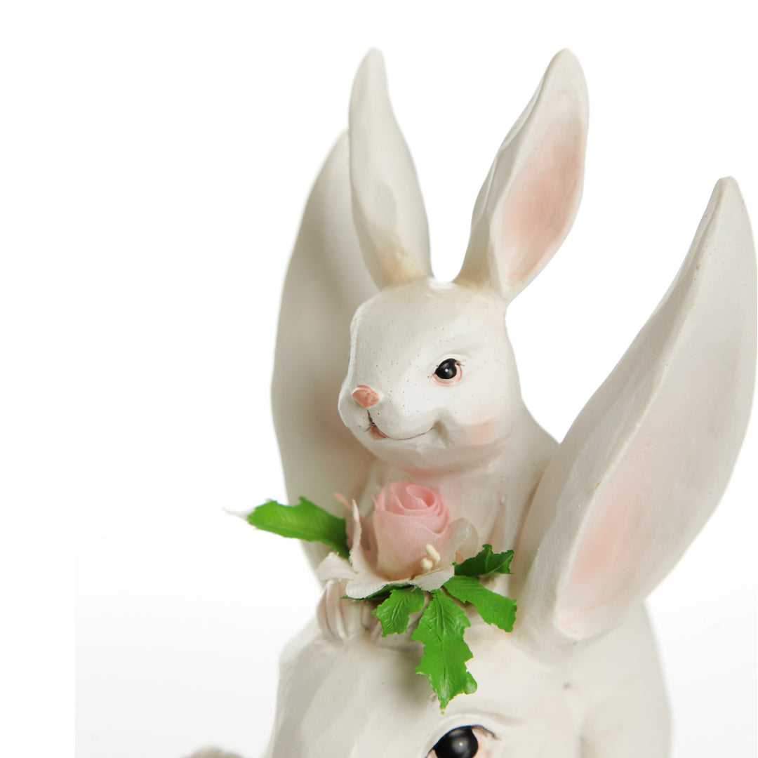 Baby Bunny Riding on Pappa Bunny Shoulders Ornament