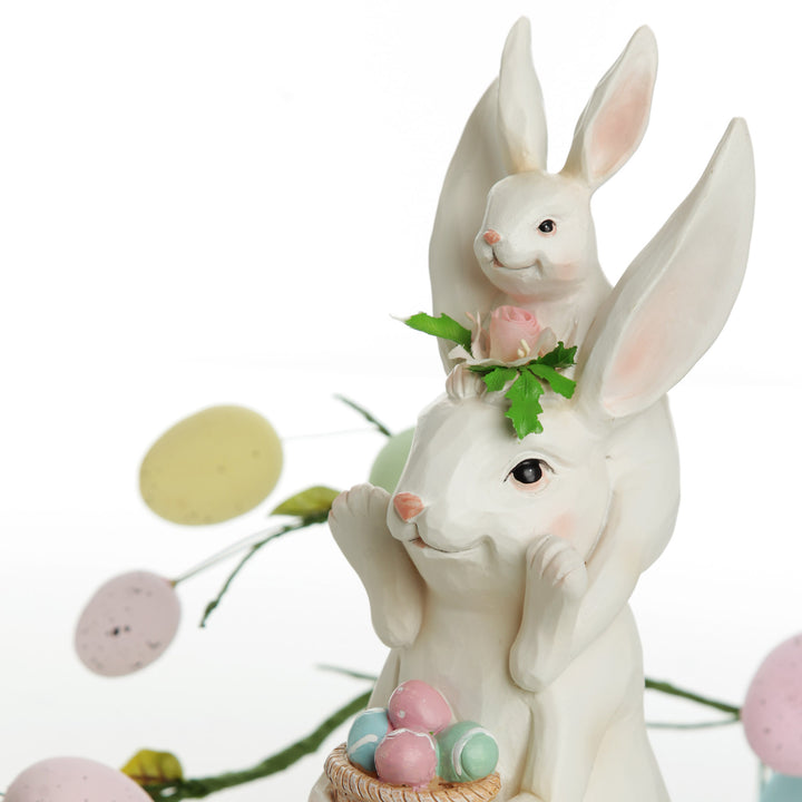 Baby Bunny Riding on Pappa Bunny Shoulders Ornament