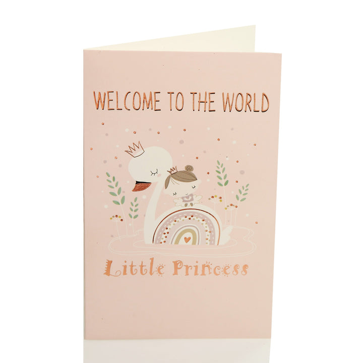 Baby Girl Card and Wrap Little Princess Rose Gold