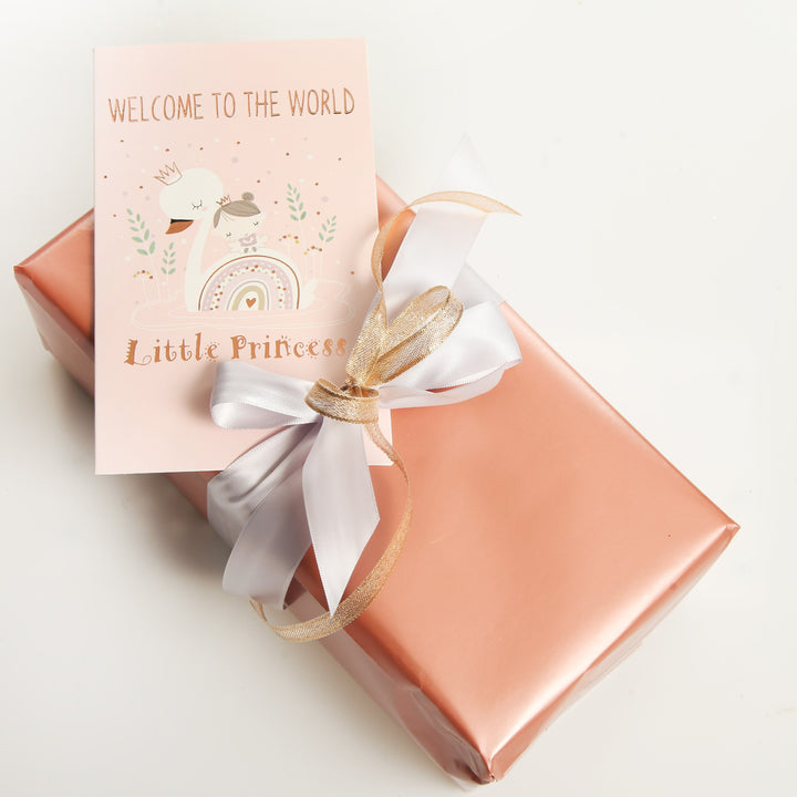 Baby Girl Card and Wrap Little Princess Rose Gold