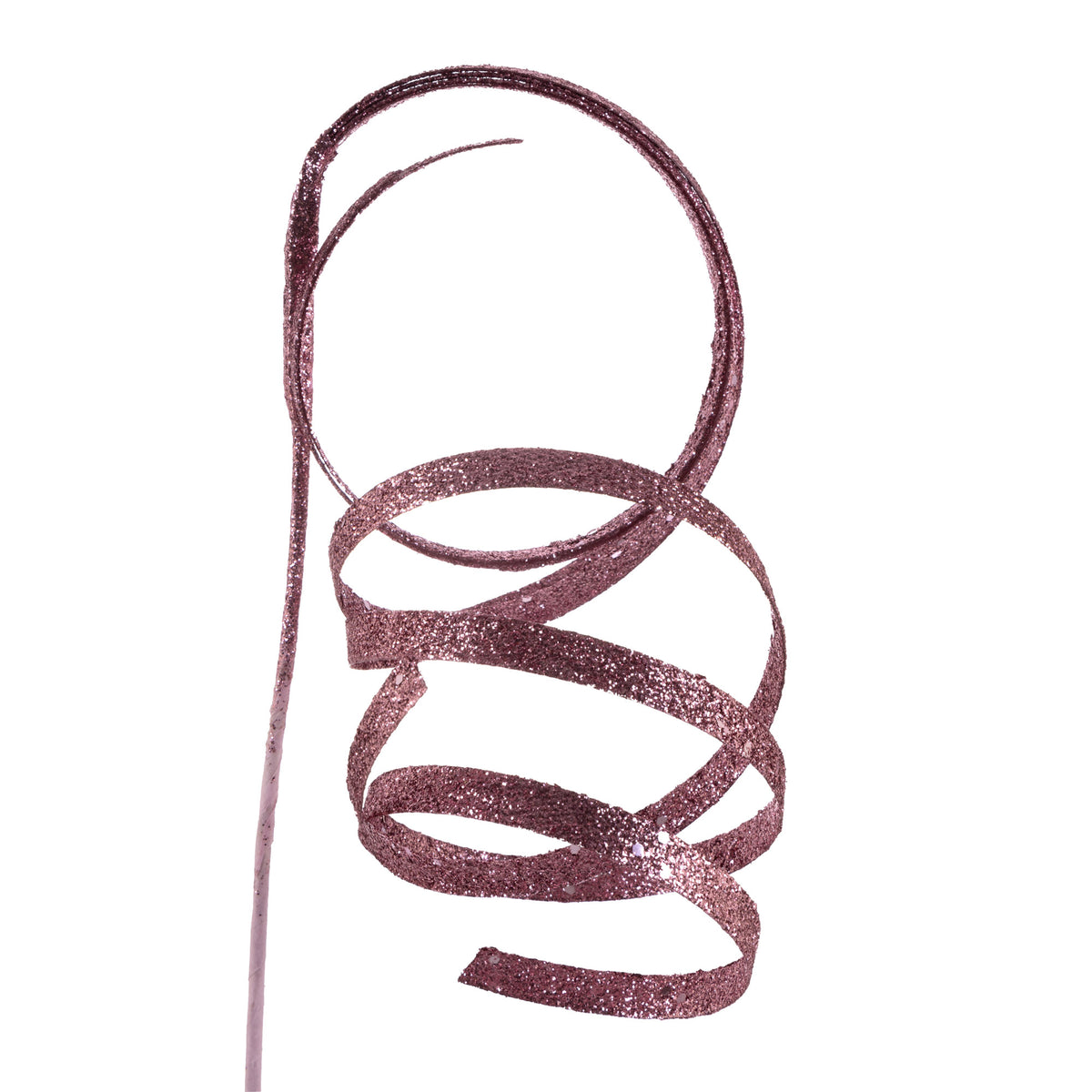 Baby Pink Curly Ribbon Christmas Tree Pick Small