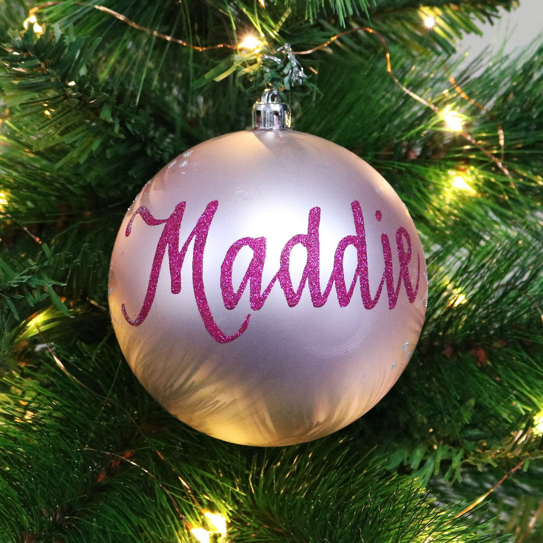 Personalised Pink Shatterproof Christmas Bauble