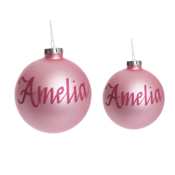 Baby Pink Glass Personalised Christmas Bauble 2 Sets of Baubles