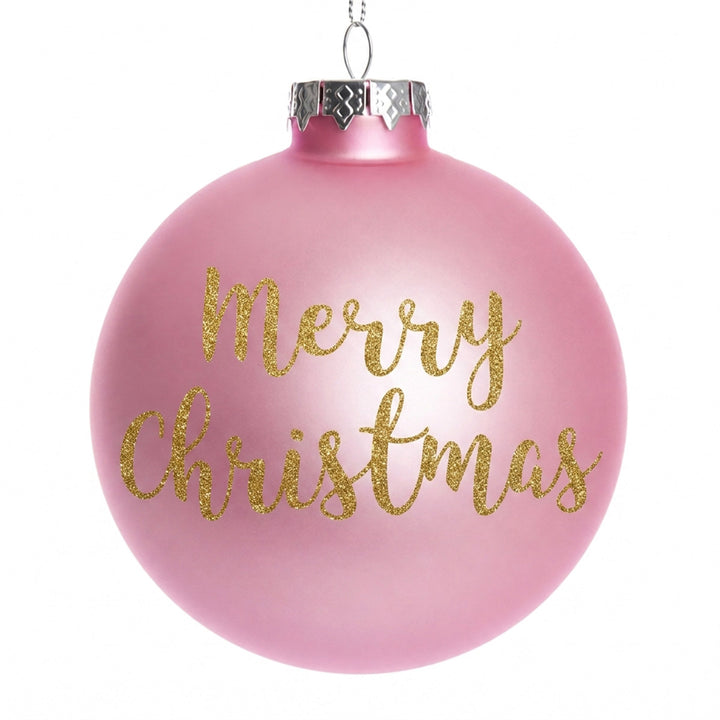 Baby Pink Glass Personalised Christmas Bauble