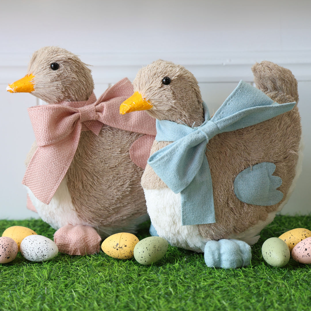 Baby Pink Straw Duck with Bow