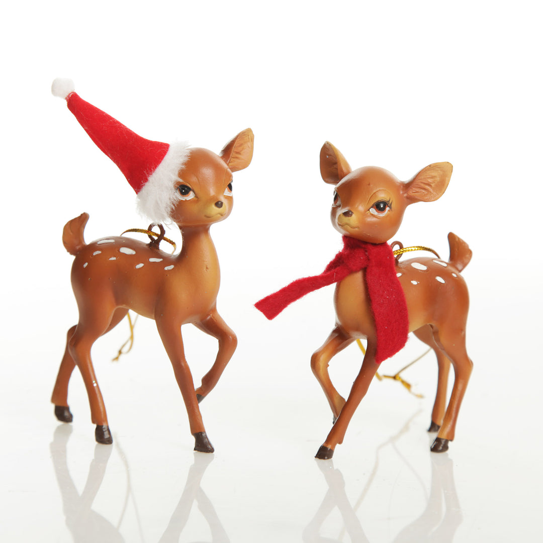 Bambi with Santa Hat Hanging Christmas Decoration