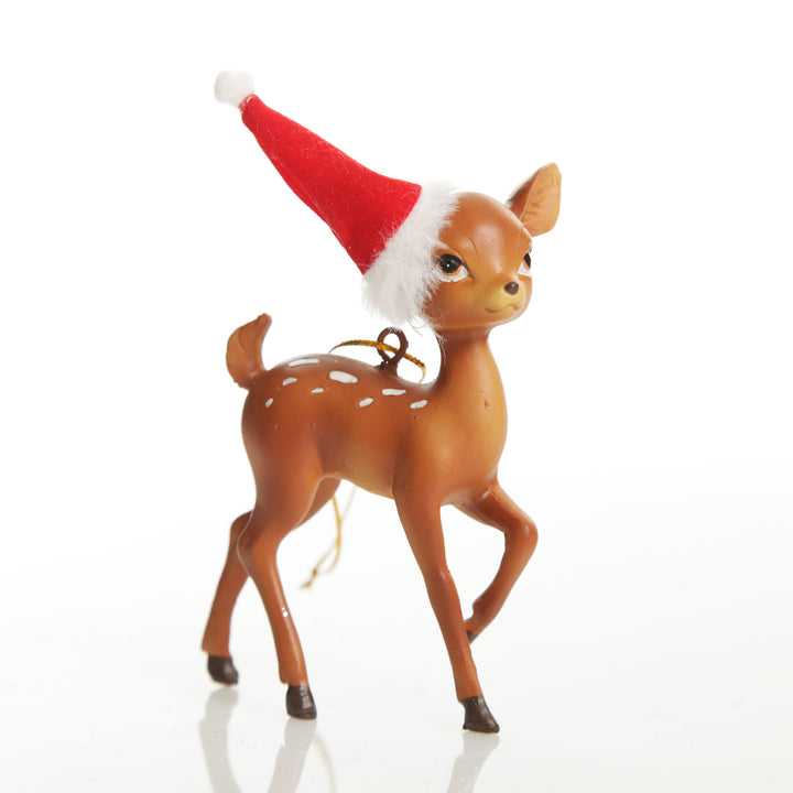 Bambi with Santa Hat Hanging Christmas Decoration