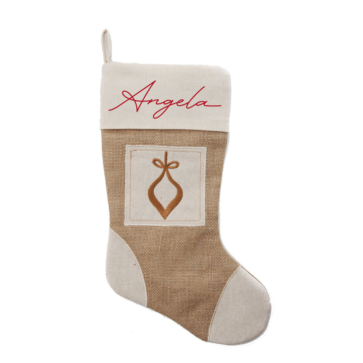 Personalised Burlap Bauble Christmas Stocking