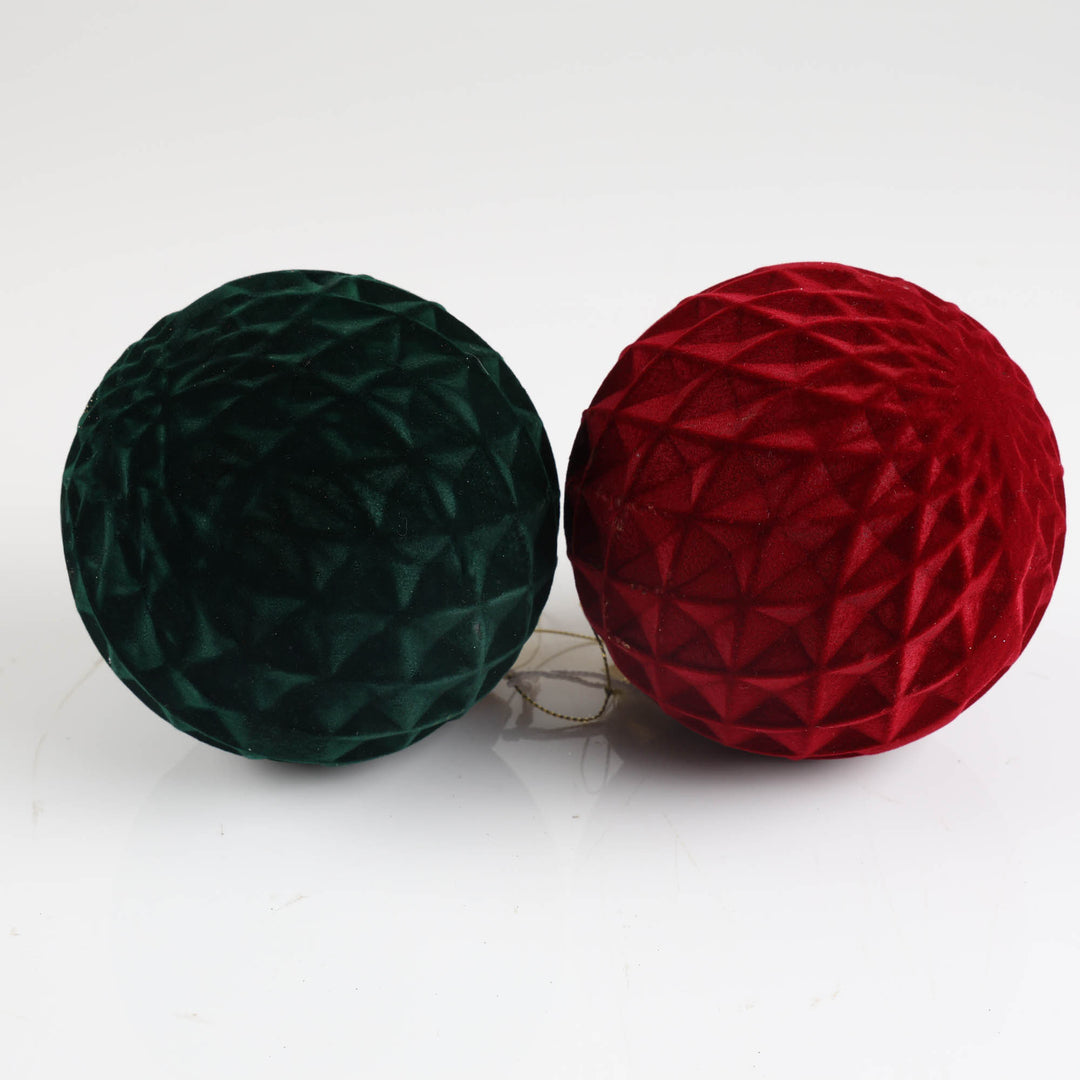 Emerald Green Flocked Bauble - Tree Decoration -12cm