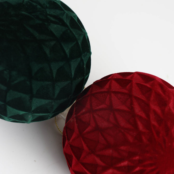 Emerald Green Flocked Bauble - Tree Decoration -12cm