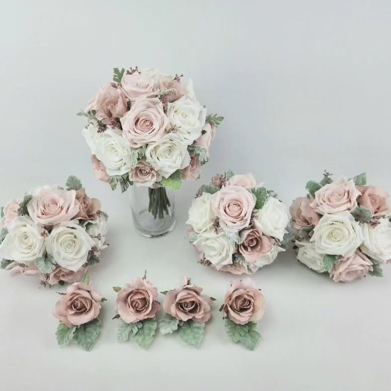 Custom Bridesmaid Bouquet Real Touch Faux Florals
