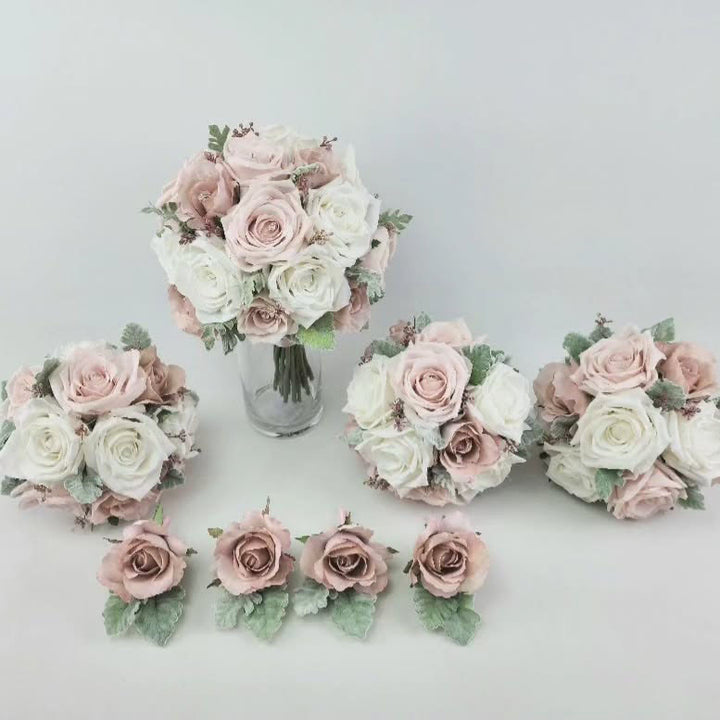 Custom Bridesmaid Bouquet Real Touch Faux Florals