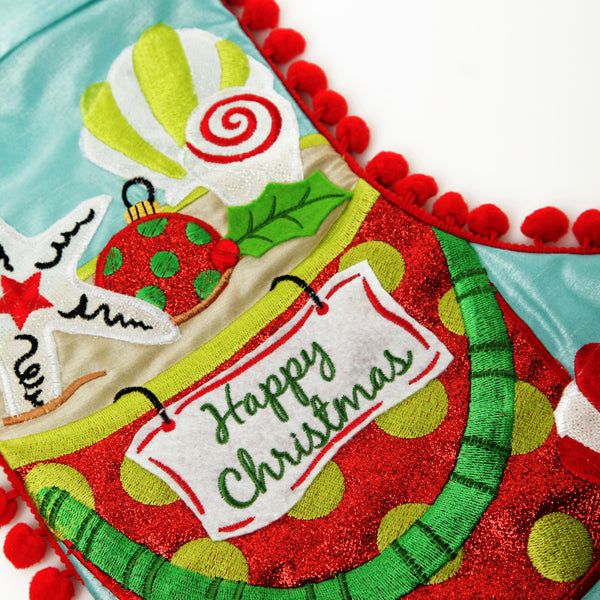 Pom Pom Beach Christmas Stocking - Detail