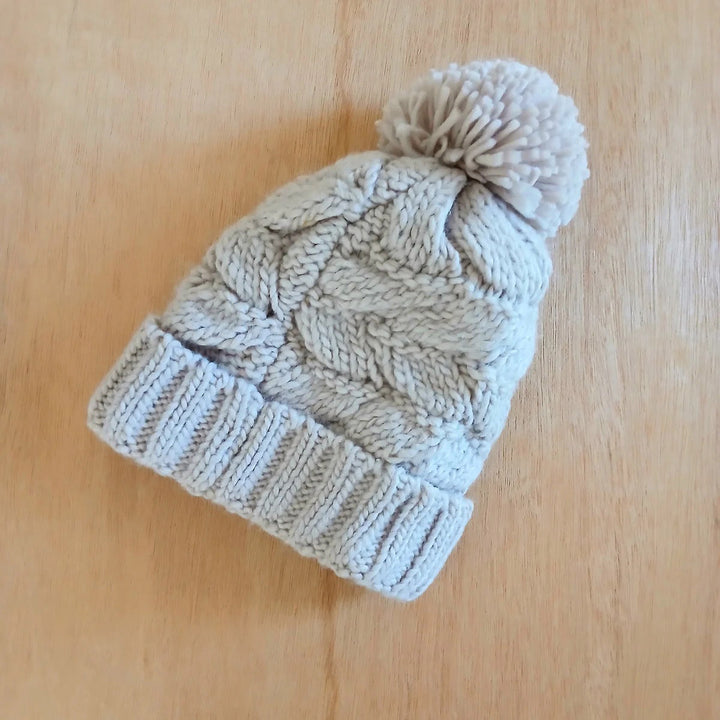 Beige Chunky Knit Beanie
