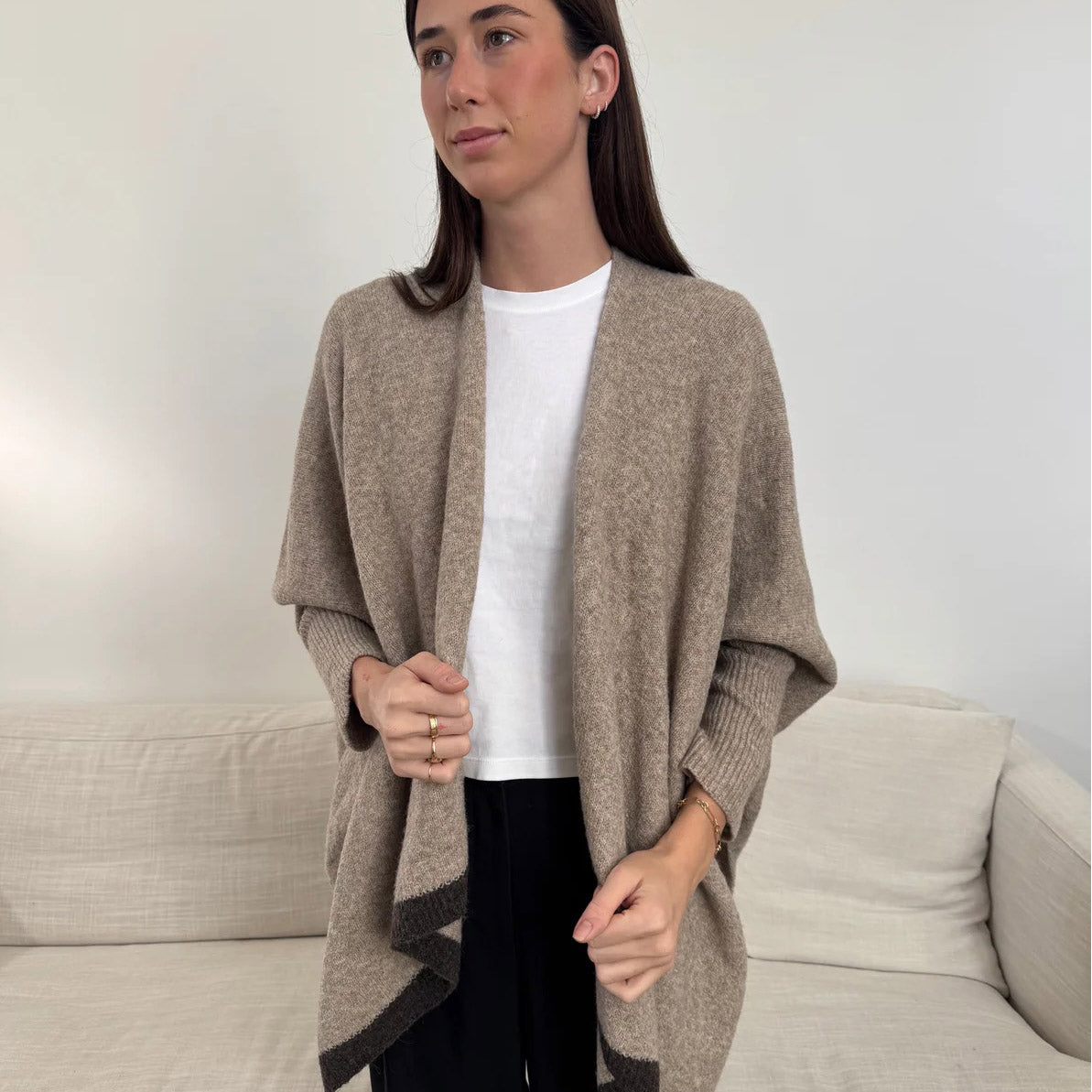 Beige Wool Blend Cardigan