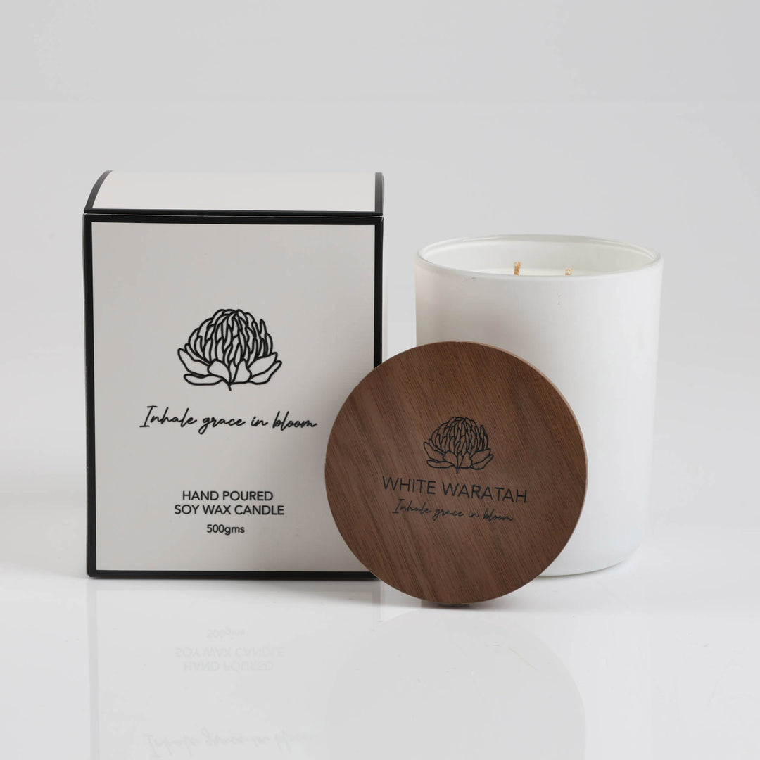 Bespoke Soy Candle - White Waratah