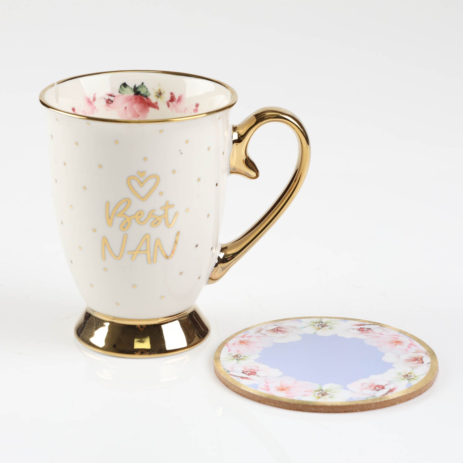 Best Nan - Inside and Out Lilac Floral Footed Mug Set