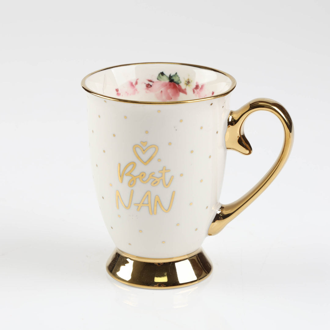 Best Nan - Inside and Out Lilac Floral Footed Mug Set