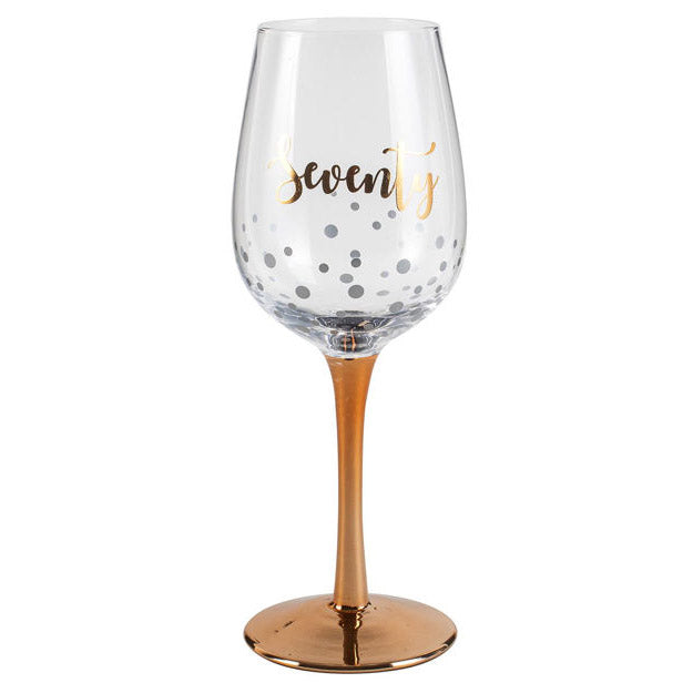 Rose Gold 70th Birthday Wine Glass