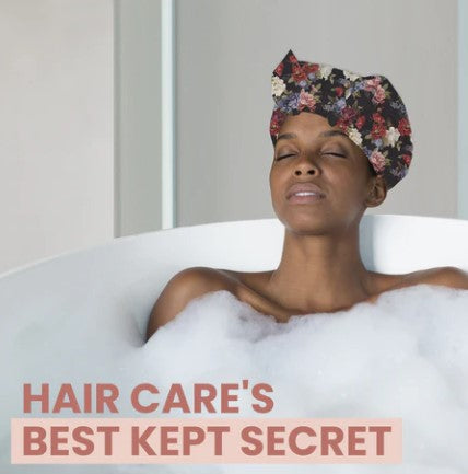 Bluhen Black Floral Shower Cap