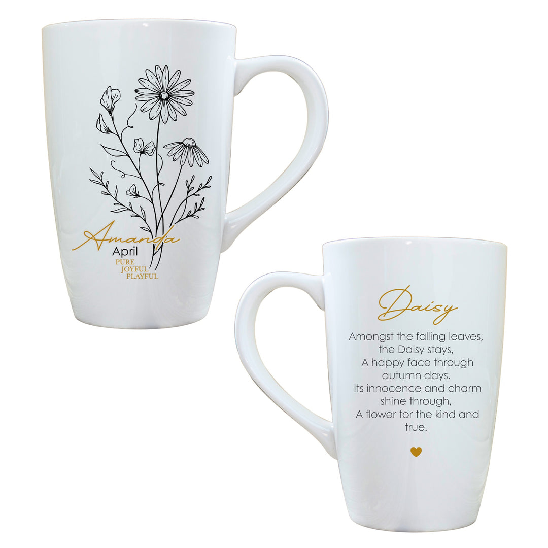 Personalised Birth Flower Latte Mug