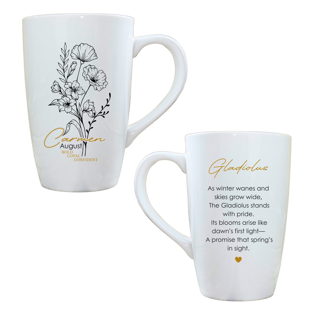 Personalised Birth Flower Latte Mug