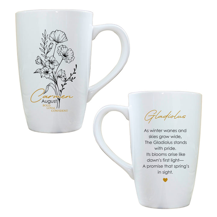 Personalised Birth Flower Latte Mug