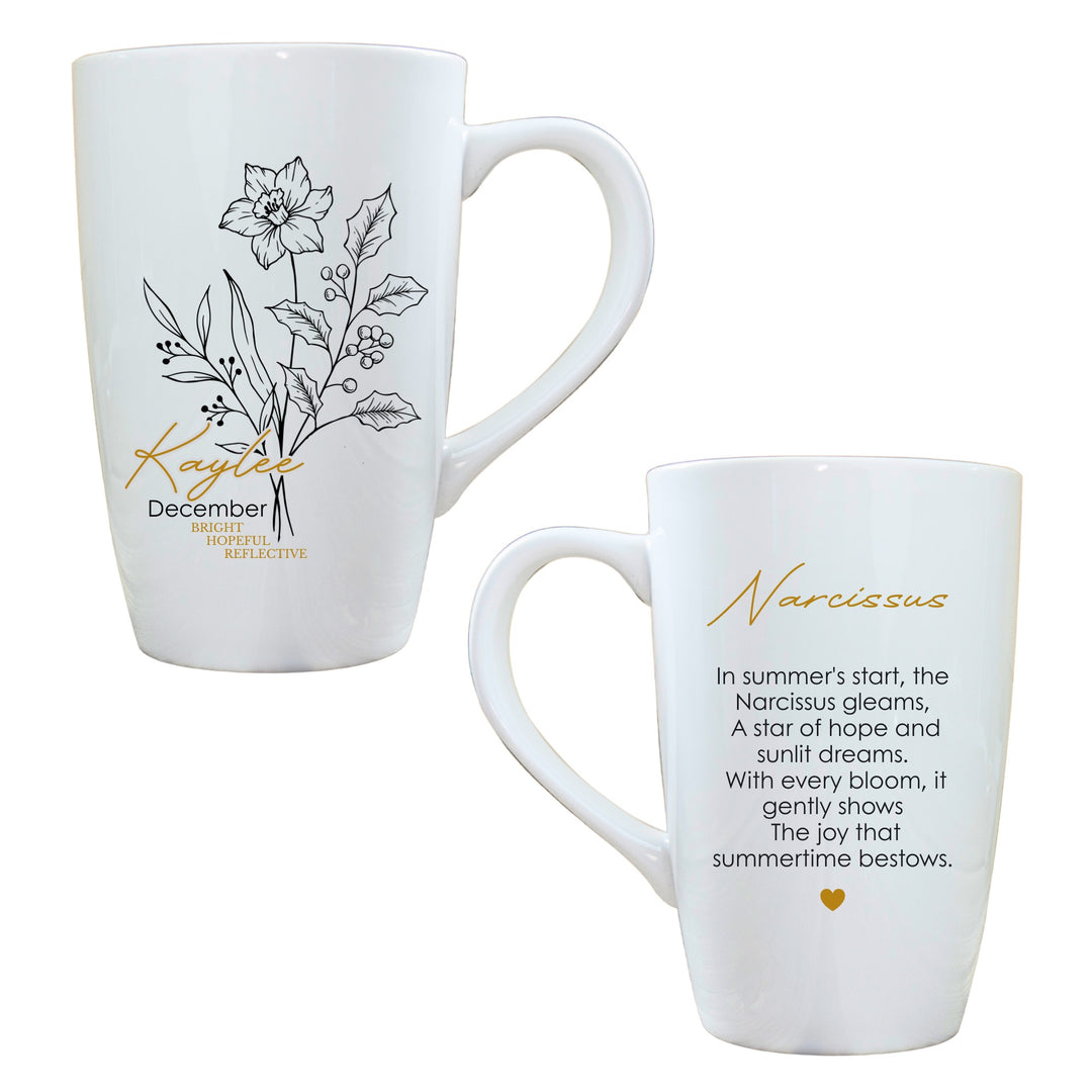 Personalised Birth Flower Latte Mug