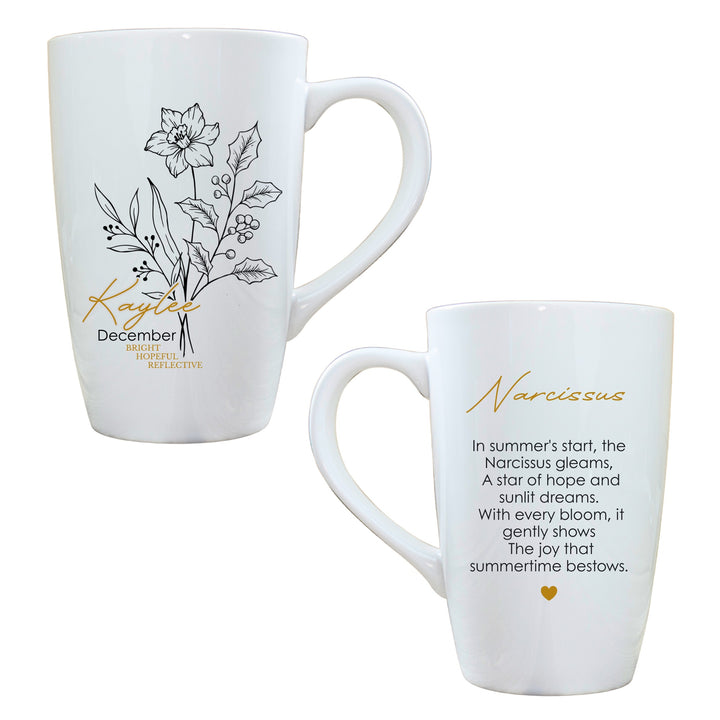 Personalised Birth Flower Latte Mug