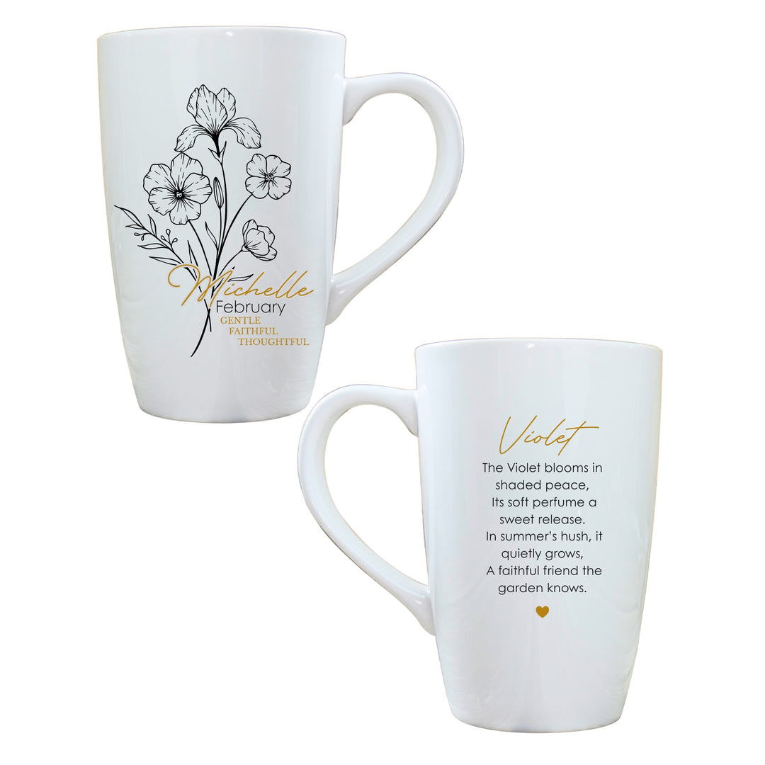 Personalised Birth Flower Latte Mug