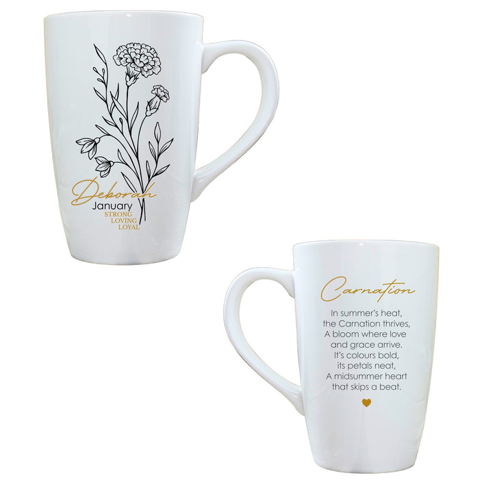 Personalised Birth Flower Latte Mug