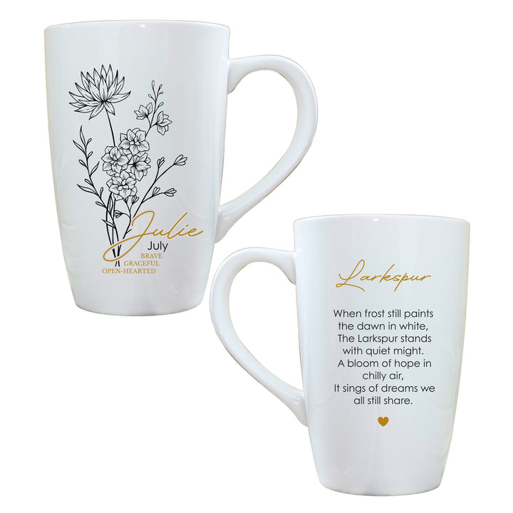 Personalised Birth Flower Latte Mug