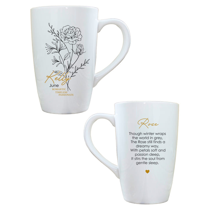 Personalised Birth Flower Latte Mug