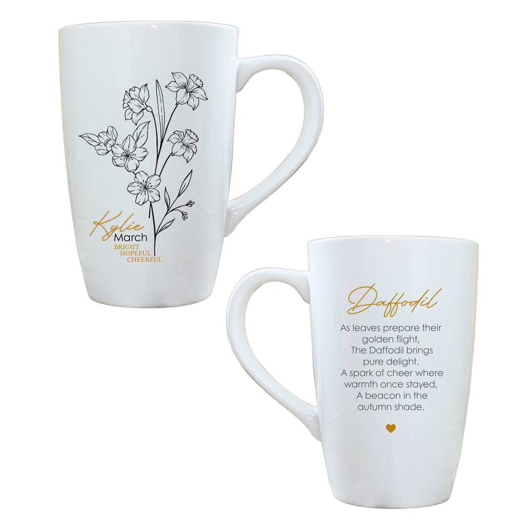 Personalised Birth Flower Latte Mug