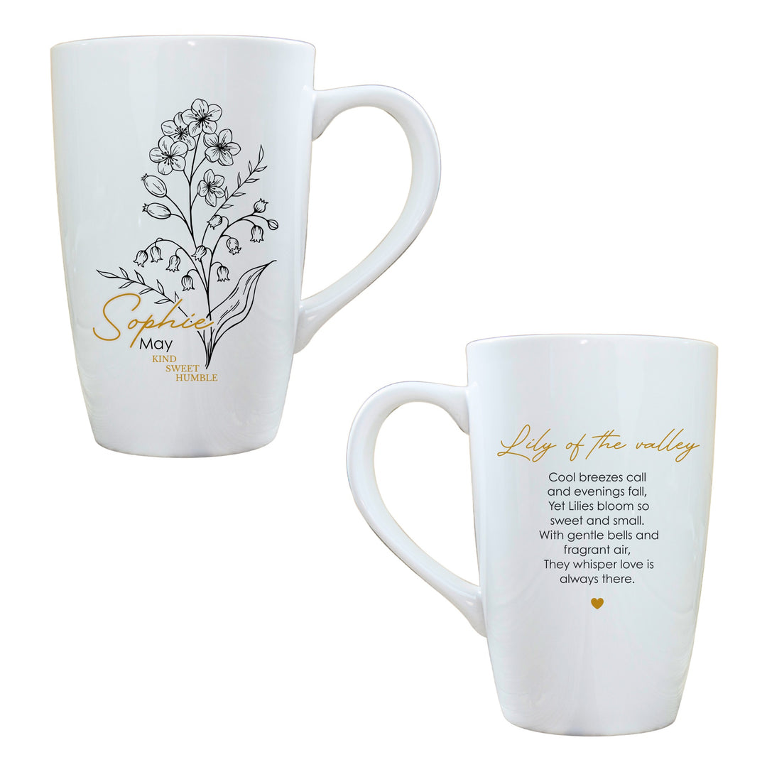 Personalised Birth Flower Latte Mug