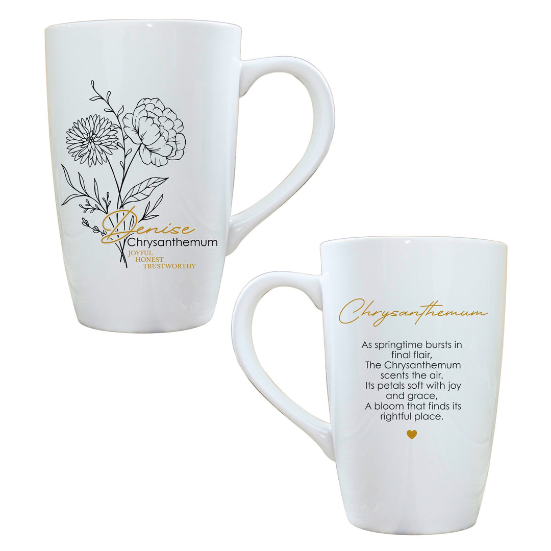 Personalised Birth Flower Latte Mug