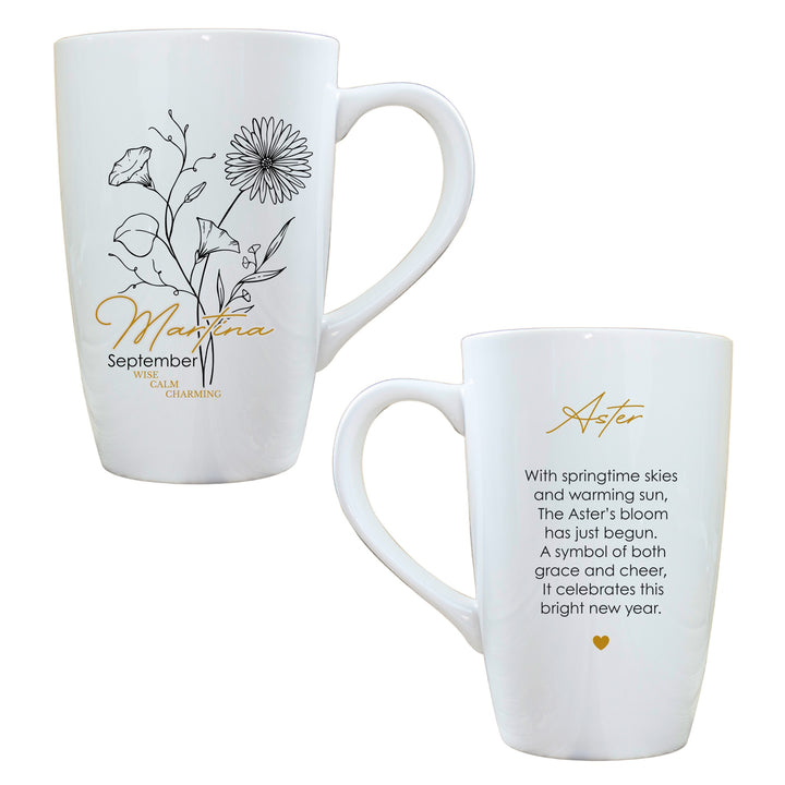 Personalised Birth Flower Latte Mug