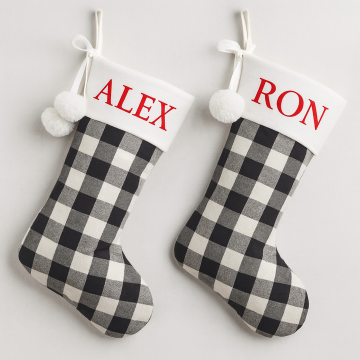 Black and White Buffalo Check Christmas Stocking Bundle