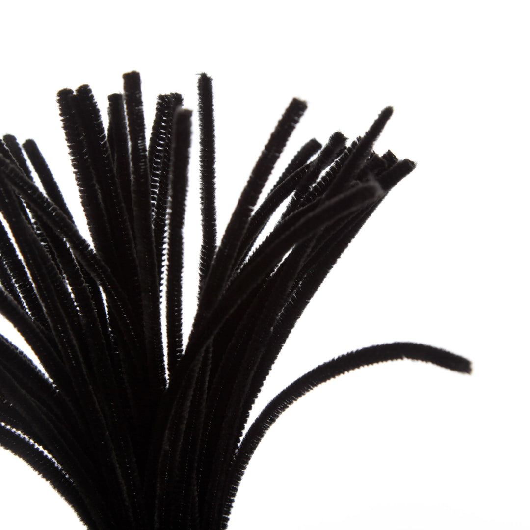 Black Chenille Stem Pipe Cleaners - Pack of 50