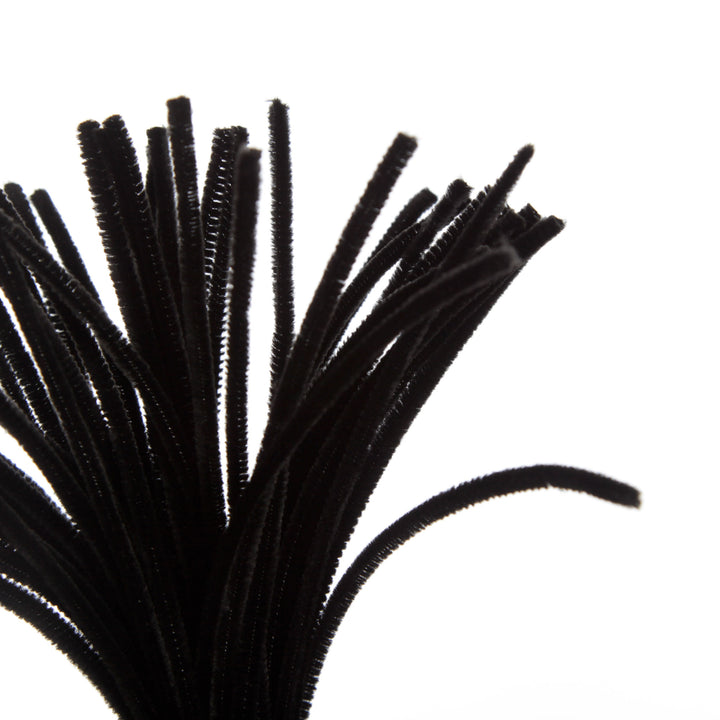 Black Chenille Stem Pipe Cleaners - Pack of 50
