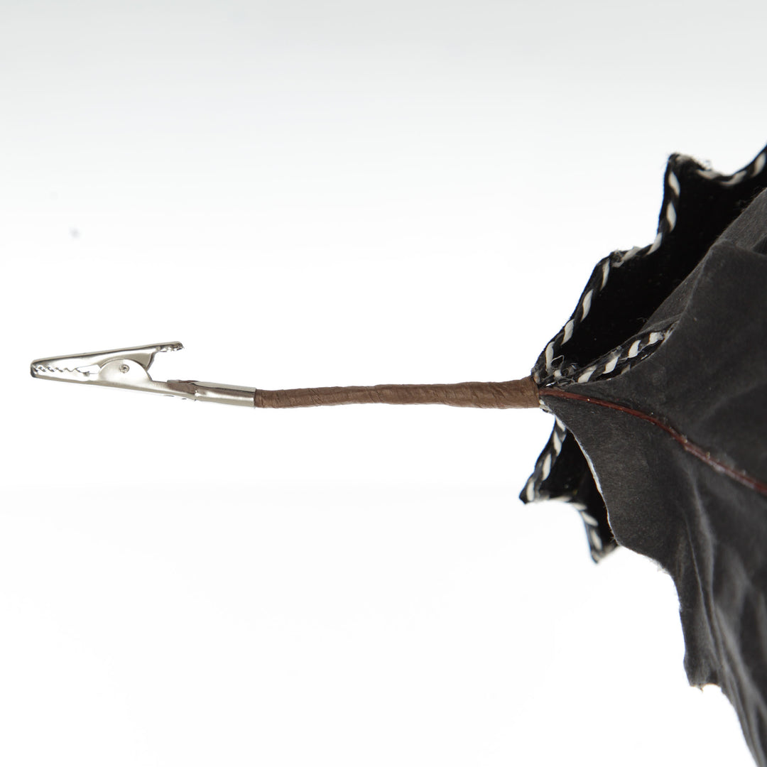 Black Christmas Holly Leaf Clip with Twine Trim