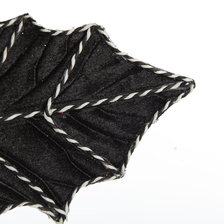 Black Christmas Holly Leaf Clip with Twine Trim