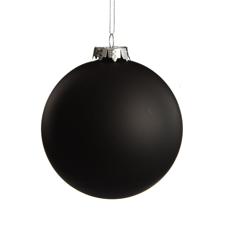 NZ Silver Fern Black Glass Personalised Christmas Bauble