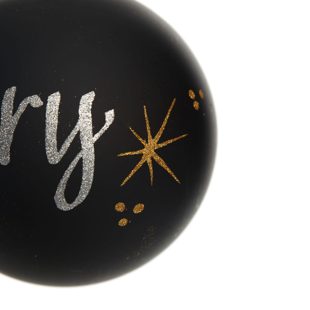Black Glass Personalised Christmas Bauble