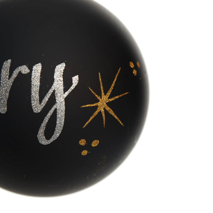 Black Glass Personalised Christmas Bauble