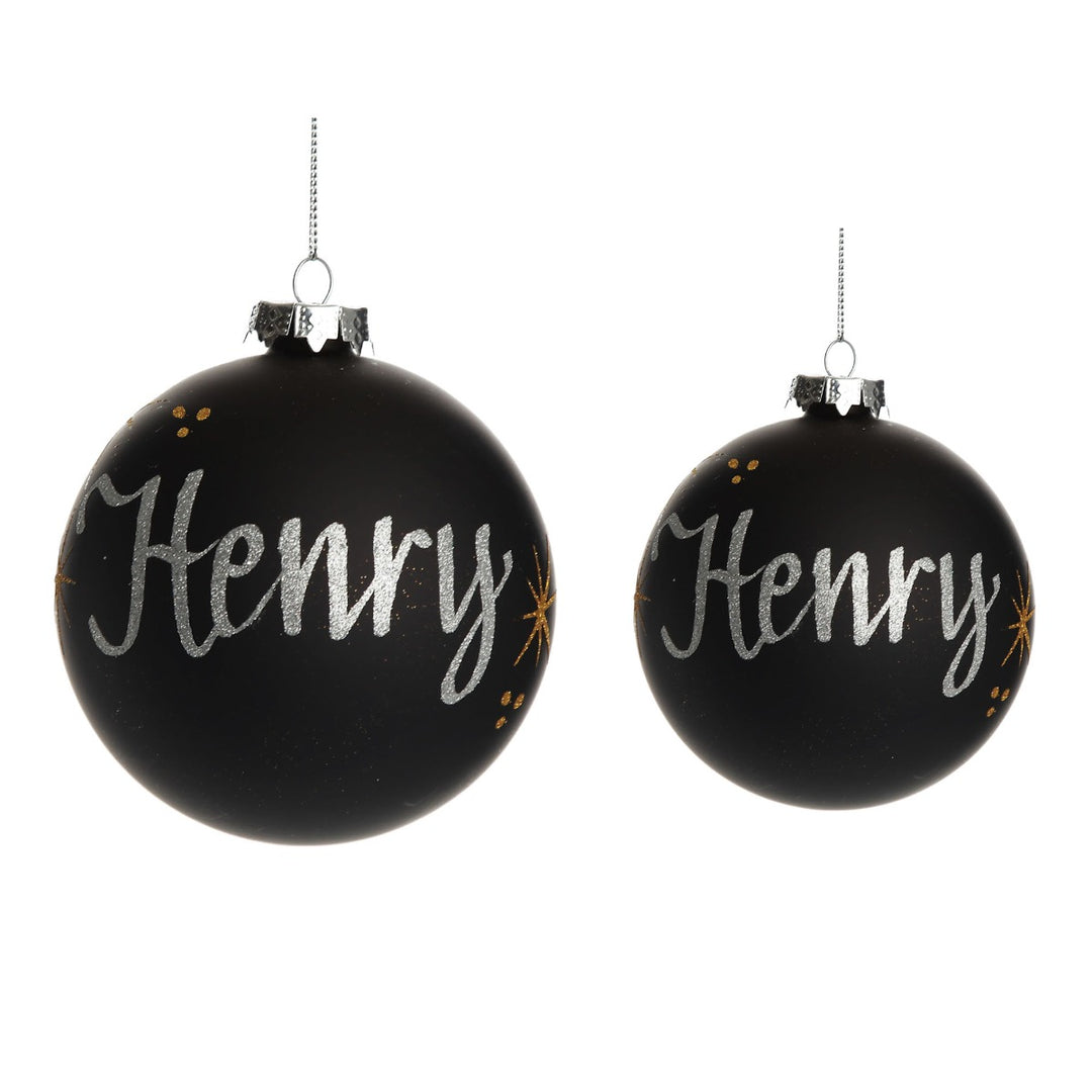 Black Glass Personalised Christmas Bauble